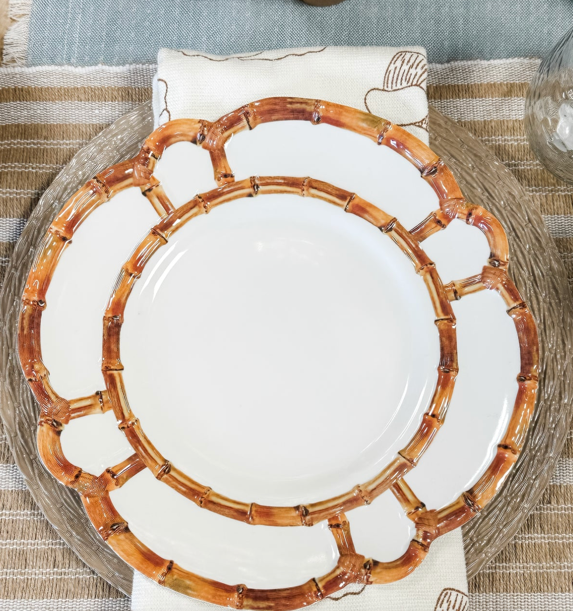 Two's Company Bamboo Melamine Plates - Sets of 4