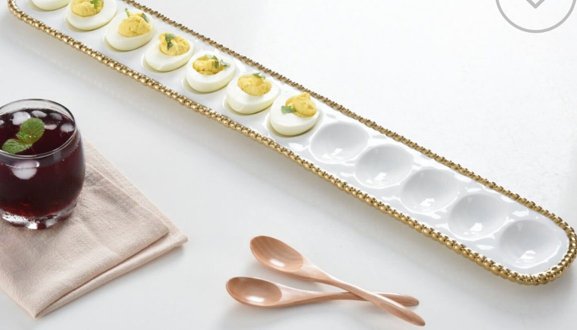 Pampa Bay Salerno White/Gold Long Deviled Egg Tray
