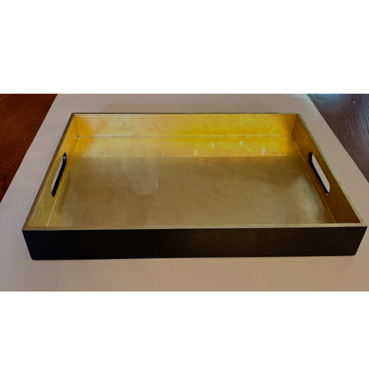 Albert L. Punkt Bamboo Medium Serving Tray - Black/Gold