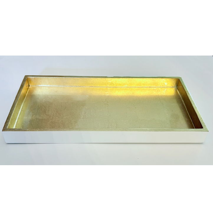 Albert L. Plunkt Bamboo Small Serving Tray - White/Gold
