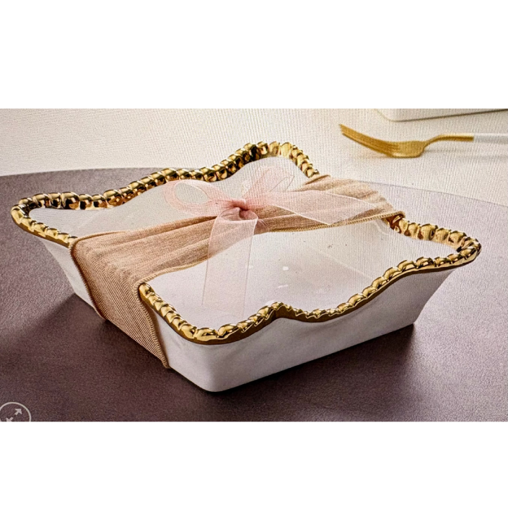 Pampa Bay Salerno Cocktail Napkin Holders - White/Gold