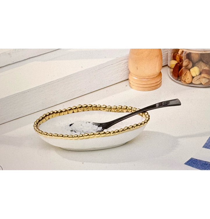 Pampa Bay Salerno Oval Condiment Bowl - White/Gold