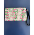 Marye-Kelley Pink and Green Mahjong Linen Pouch