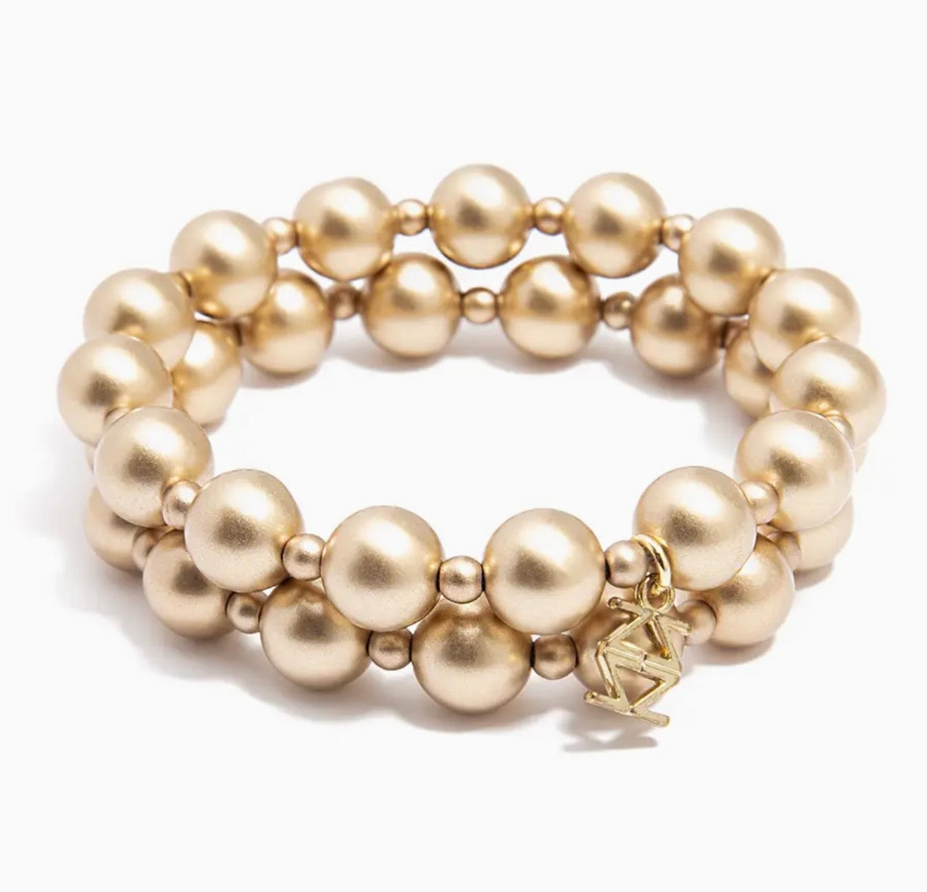 Zenzii Beaded Stretch Bracelet - Matte Gold