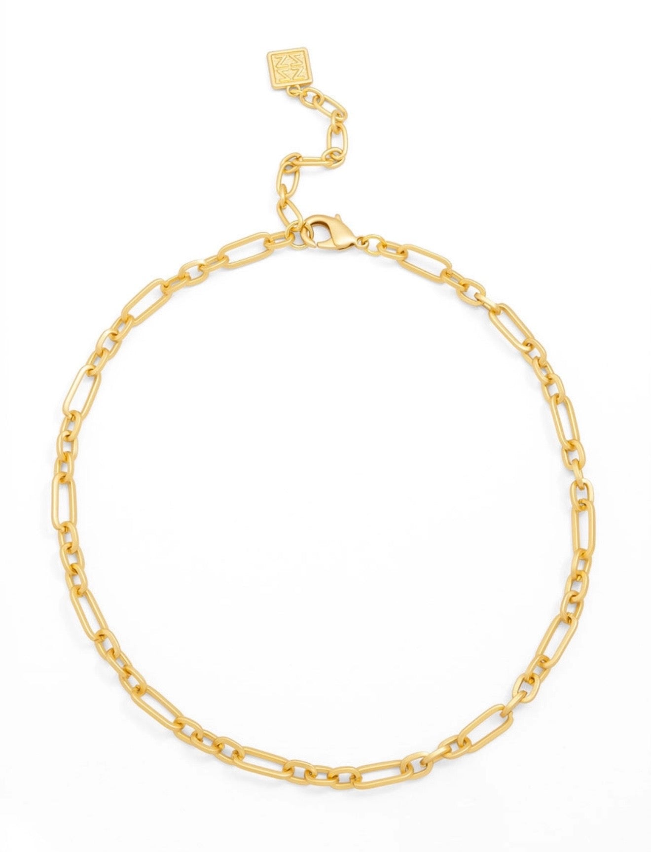 Zenzii Linked Collar Necklace -Matte Gold