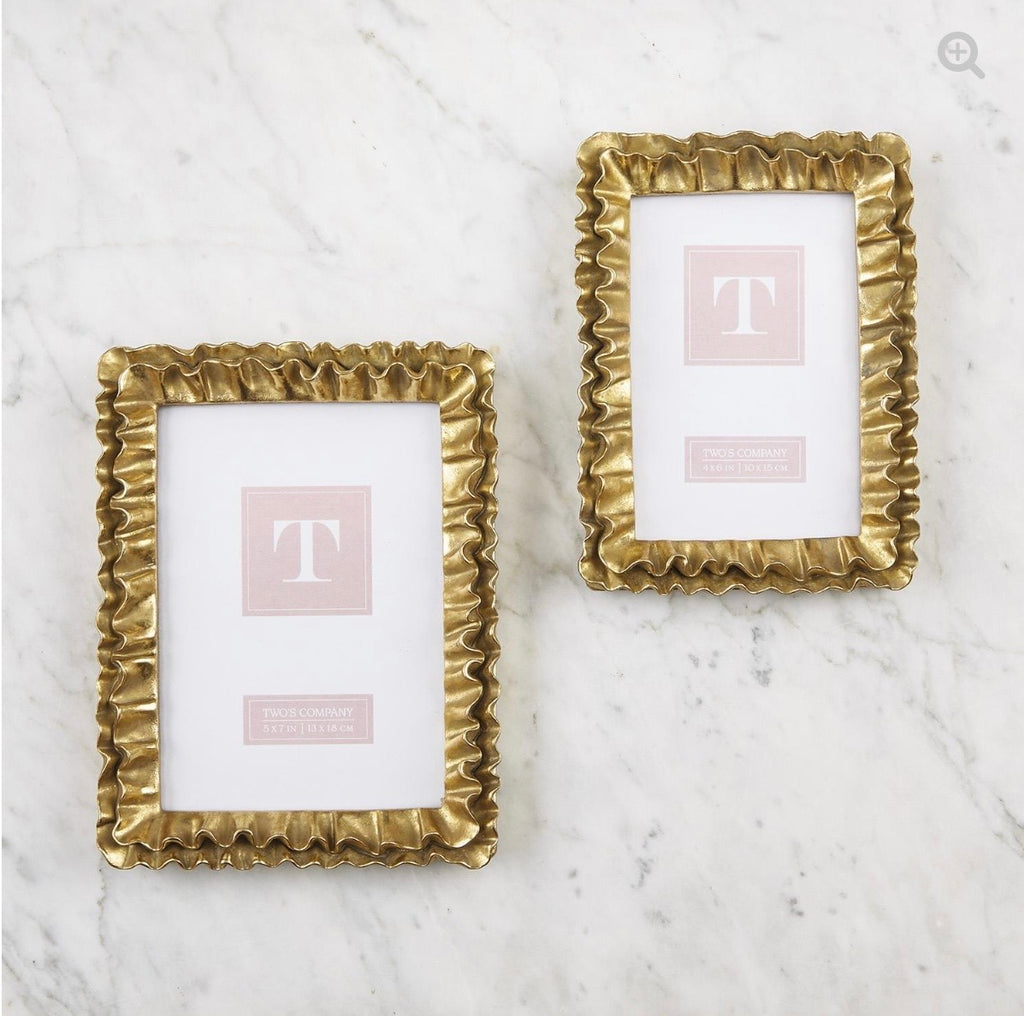 Two's Company Gold Ruffle Frame