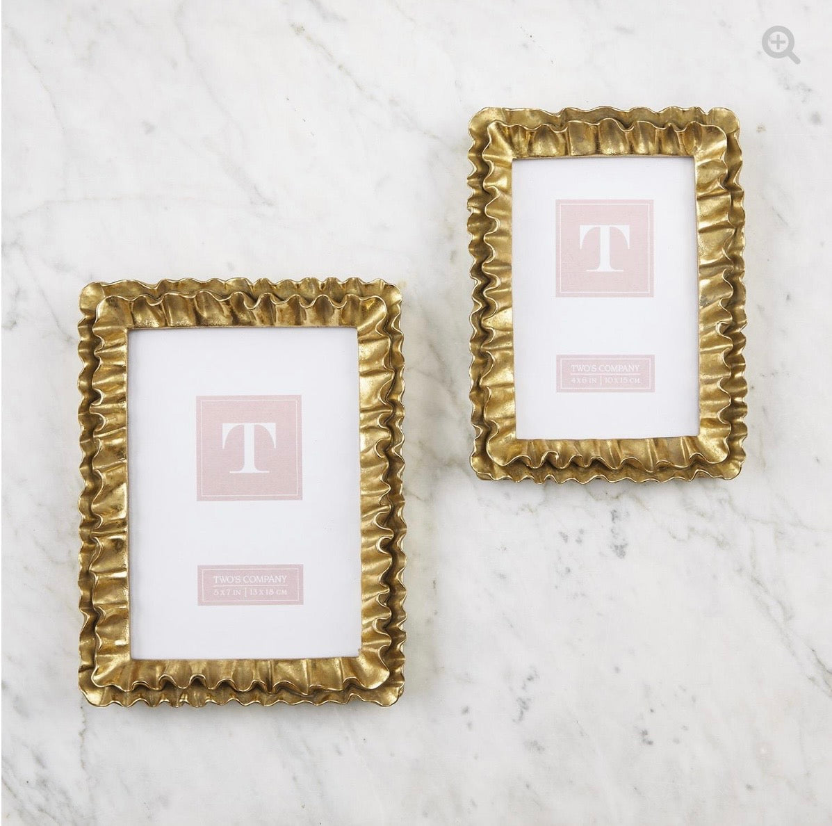 Two's Company Gold Ruffle Frame