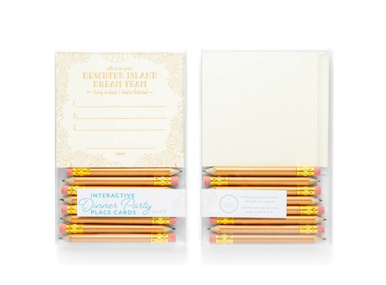 Color Box Design & Letterpress Deserted Island Placecards