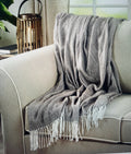 Saro Lifestyle Herringbone Throw - Gray