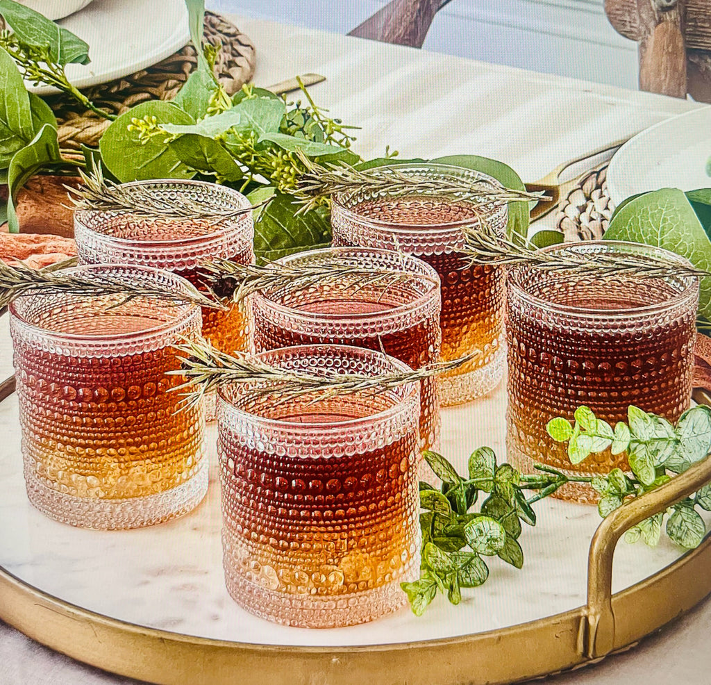 Kate Aspen 10 oz. Textured Beaded Old Fashioned Drinking Glasses - Set of 6