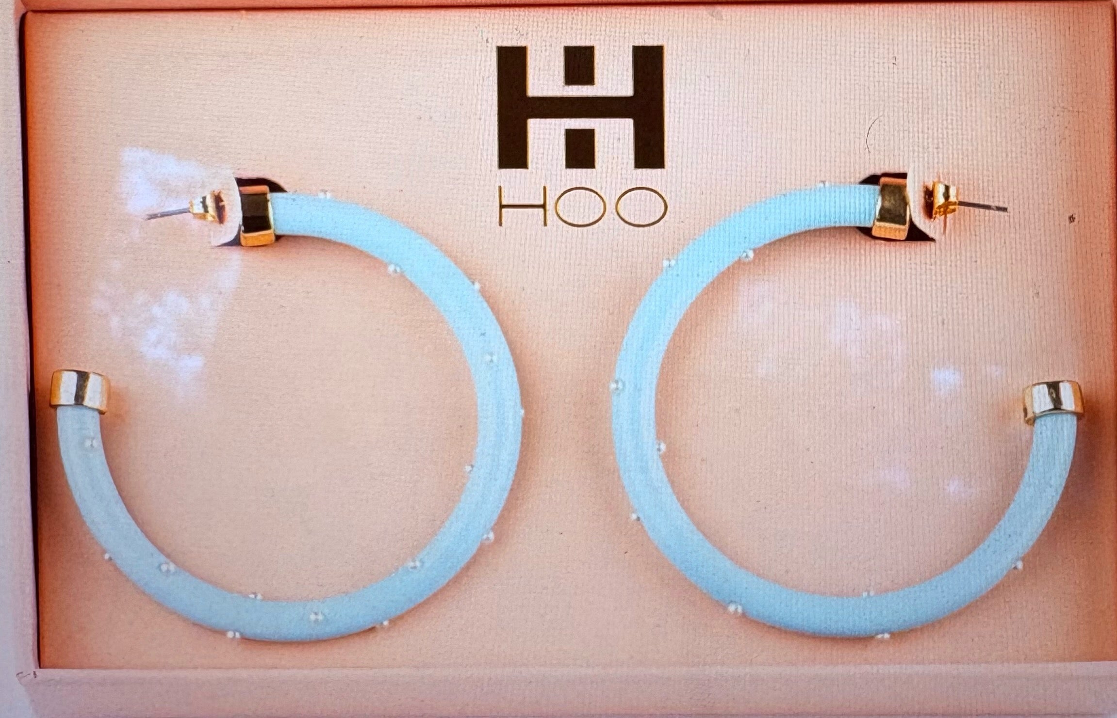 Hoo Hoops Large Earrings - Surf Blue with Pearls