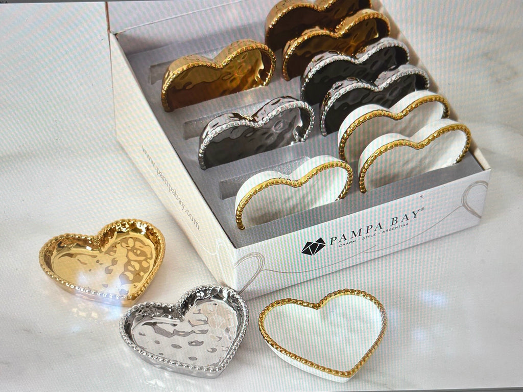 Pampa Bay Mini Heart Dishes - Silver