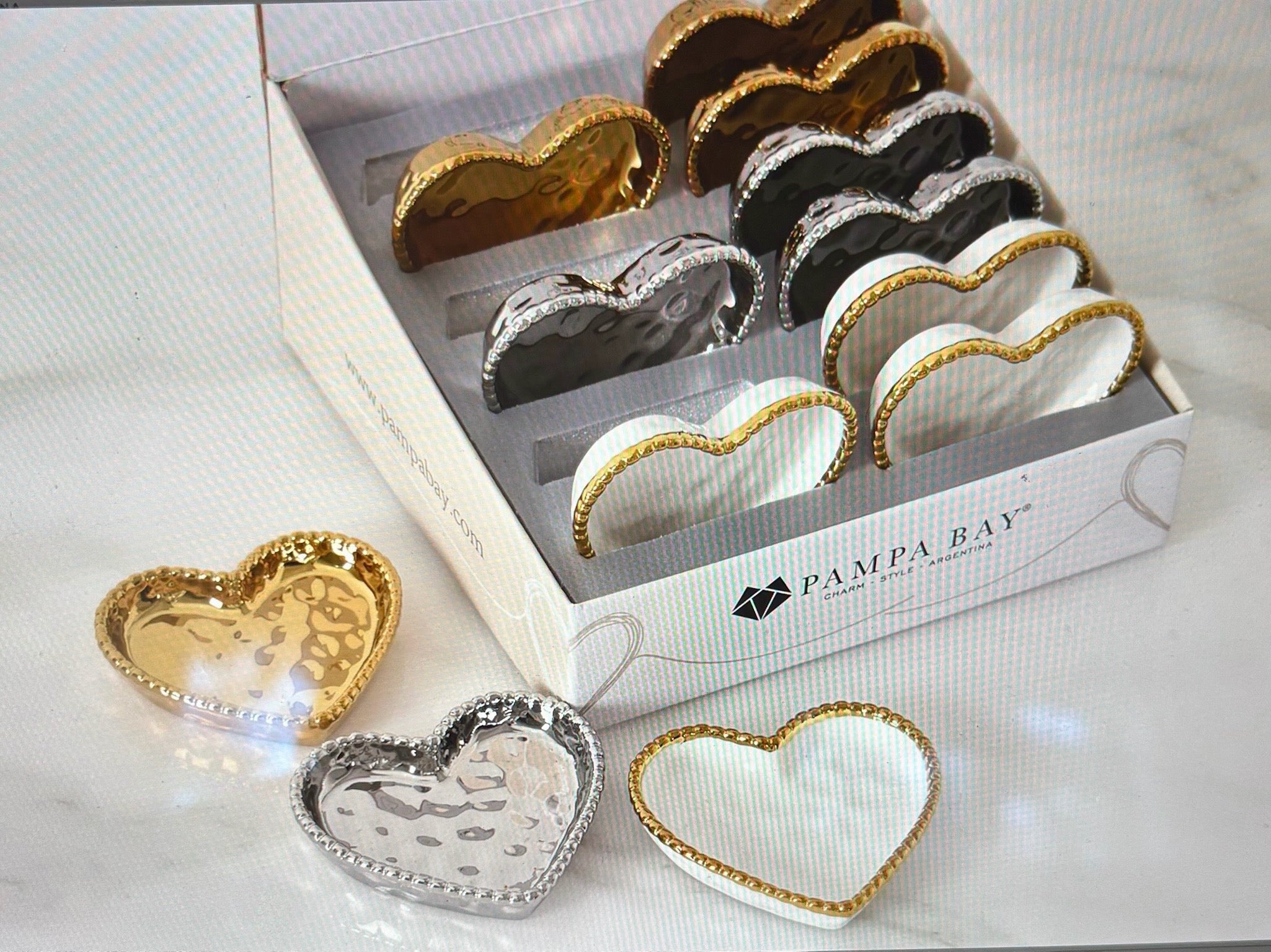 Pampa Bay Mini Heart Dishes - Silver