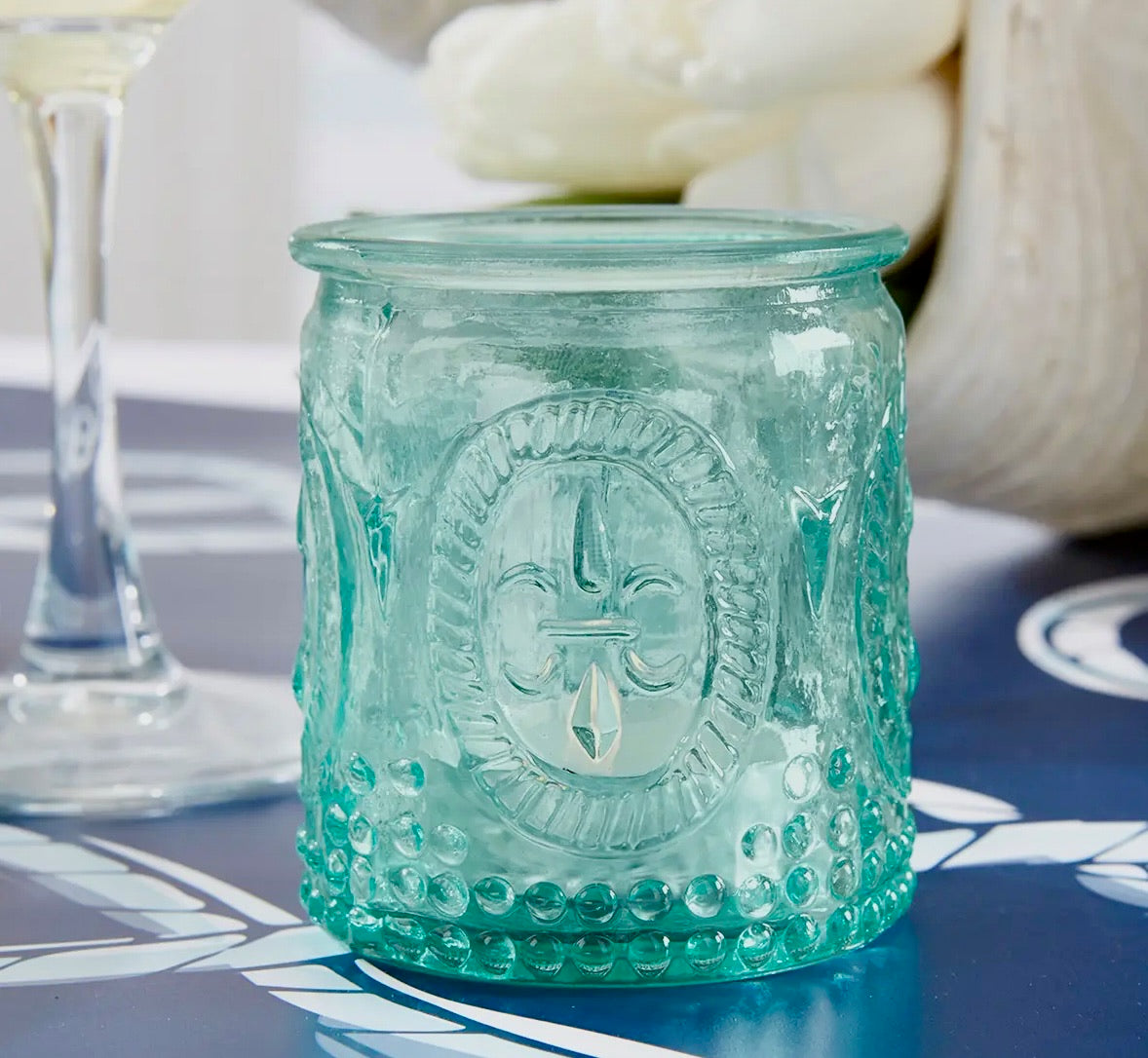 Kate Aspen Vintage Blue Glass Tea Light Holder - Set of 4
