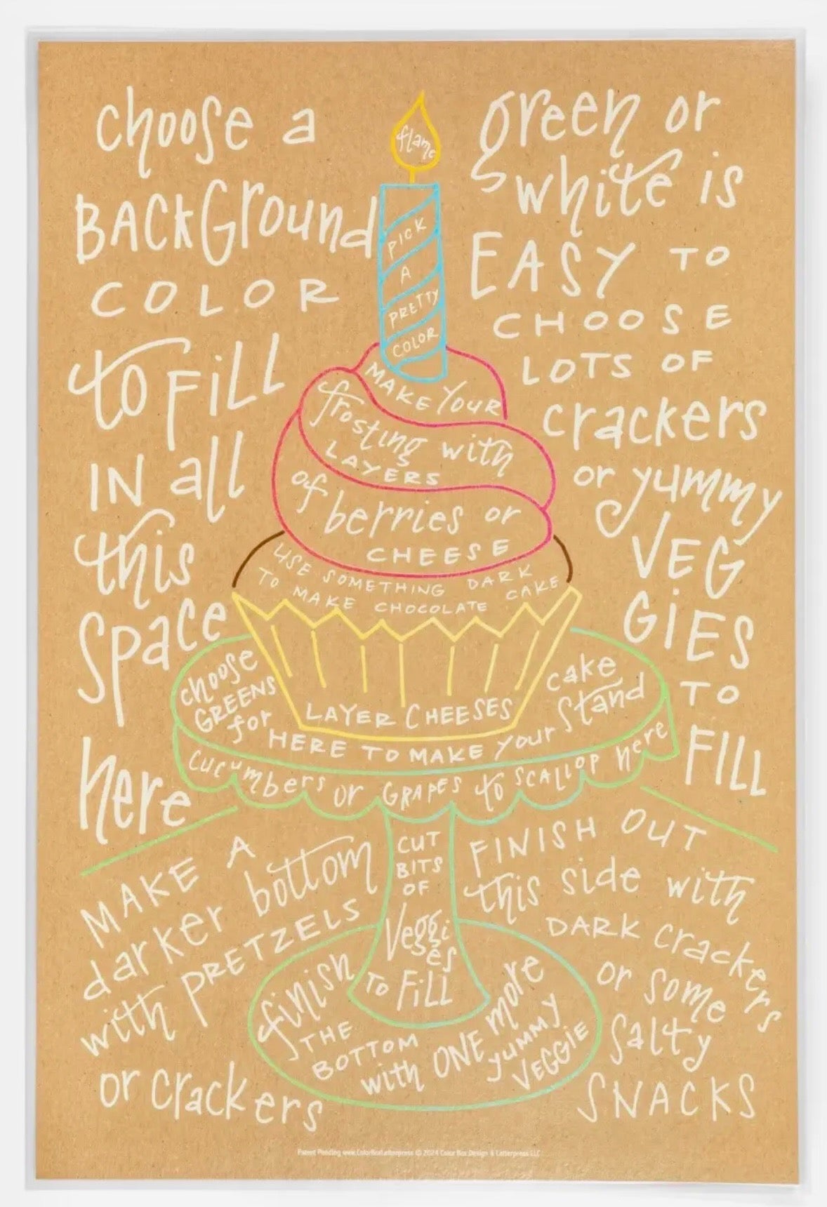 Colorbox Letterpress Charcuterie Cheat Sheet - "Cupcake"