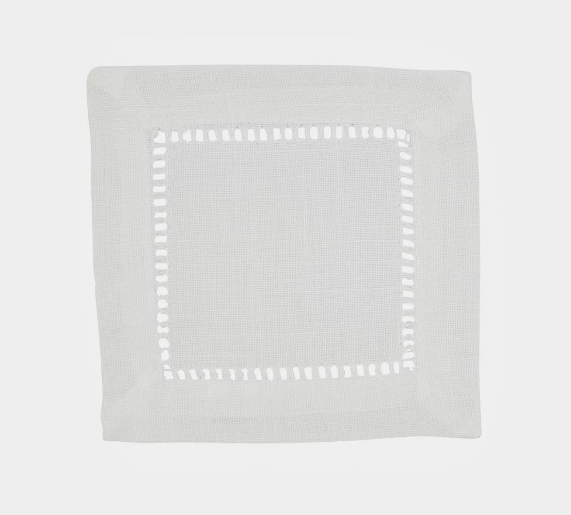 Saro Hemstitched Cocktail Napkin - Ivory (Set of 4)