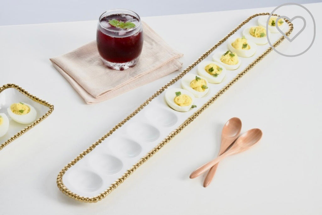 Pampa Bay Salerno White/Gold Long Deviled Egg Tray