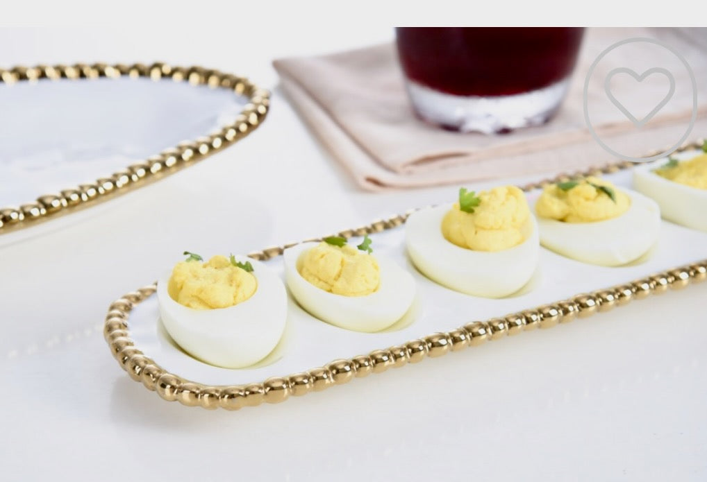 Pampa Bay Salerno Long Deviled Egg Tray - White/Gold