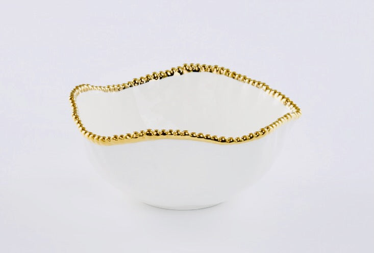 Pampa Bay Round Large Salad Bowl - White/Gold
