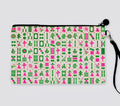 Marye-Kelley Pink and Green Mahjong Linen Pouch