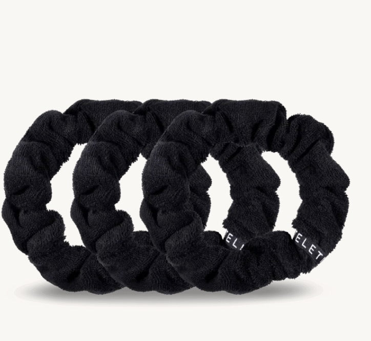 Teleties Terry Cloth Scrunchies - Large in Jet Black