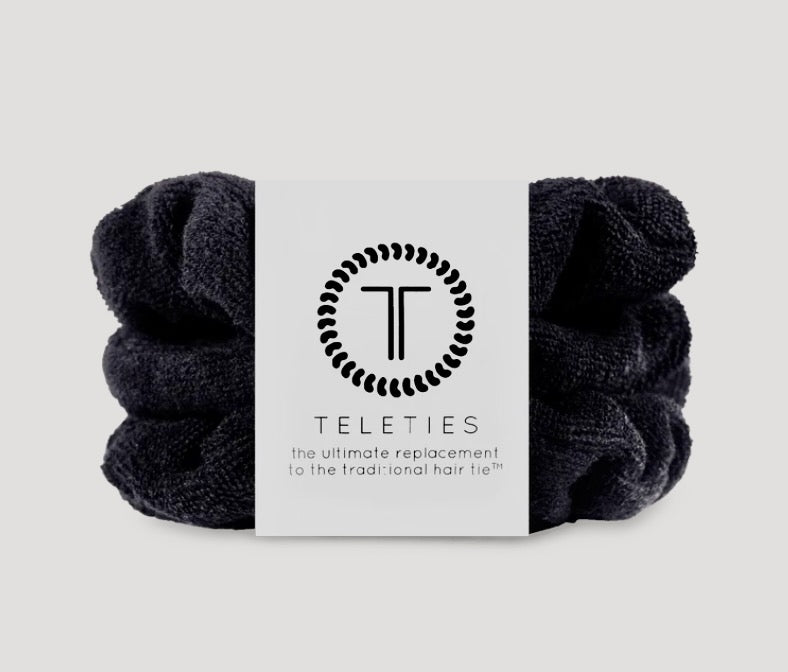 Teleties Terry Cloth Scrunchies - Small in Jet Black