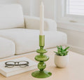 Sagebrook Home Taper Glass Candle Holder - Green