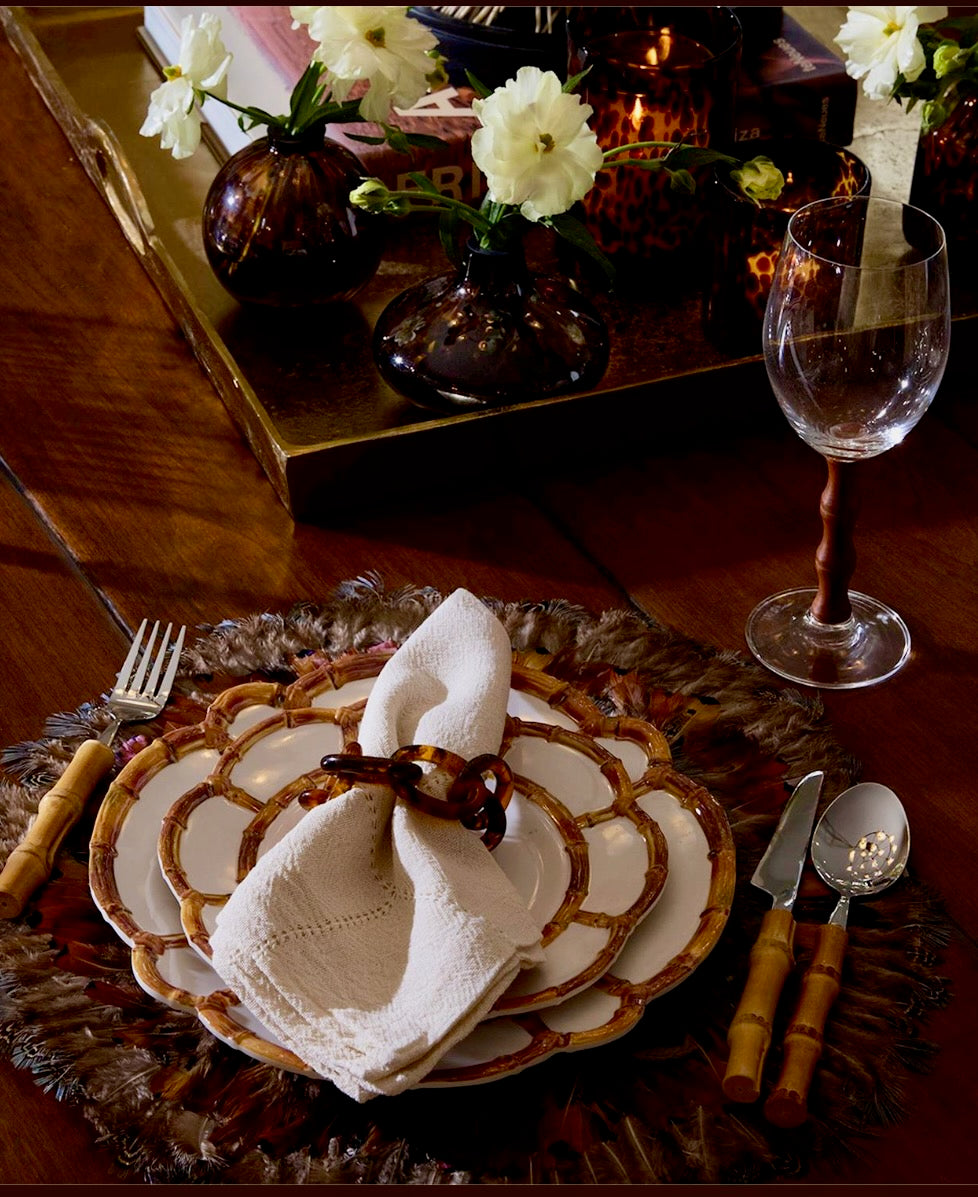 Two's Company Bamboo Melamine Salad Plates - Sets of 4