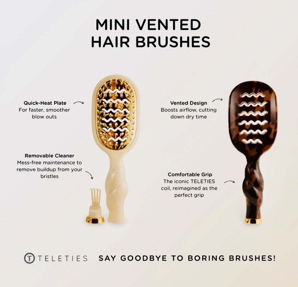 Teleties Mini Vented Hairbrush - Tortoise
