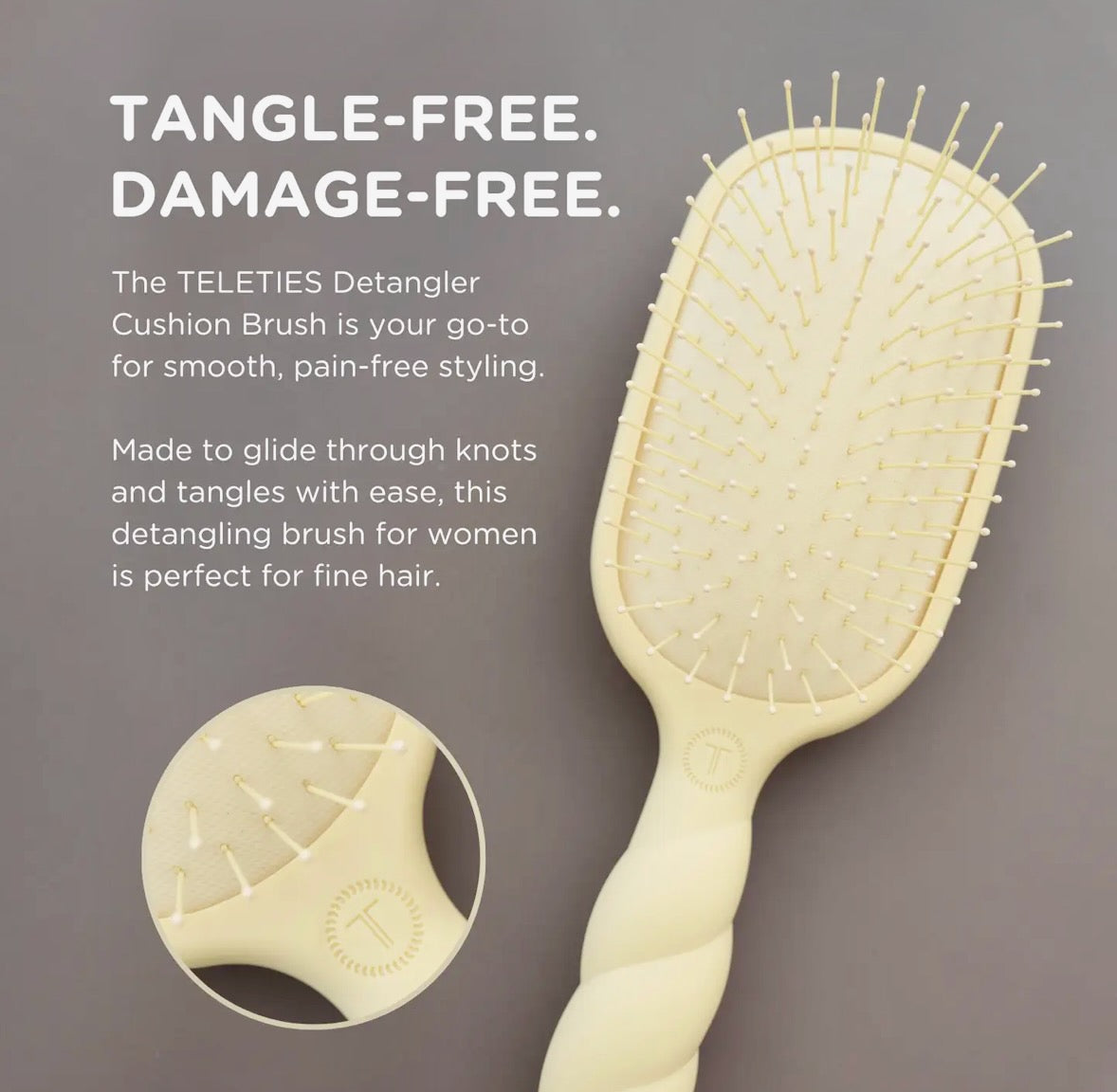 Teleties Detangler Brush for Fine Hair - Tan