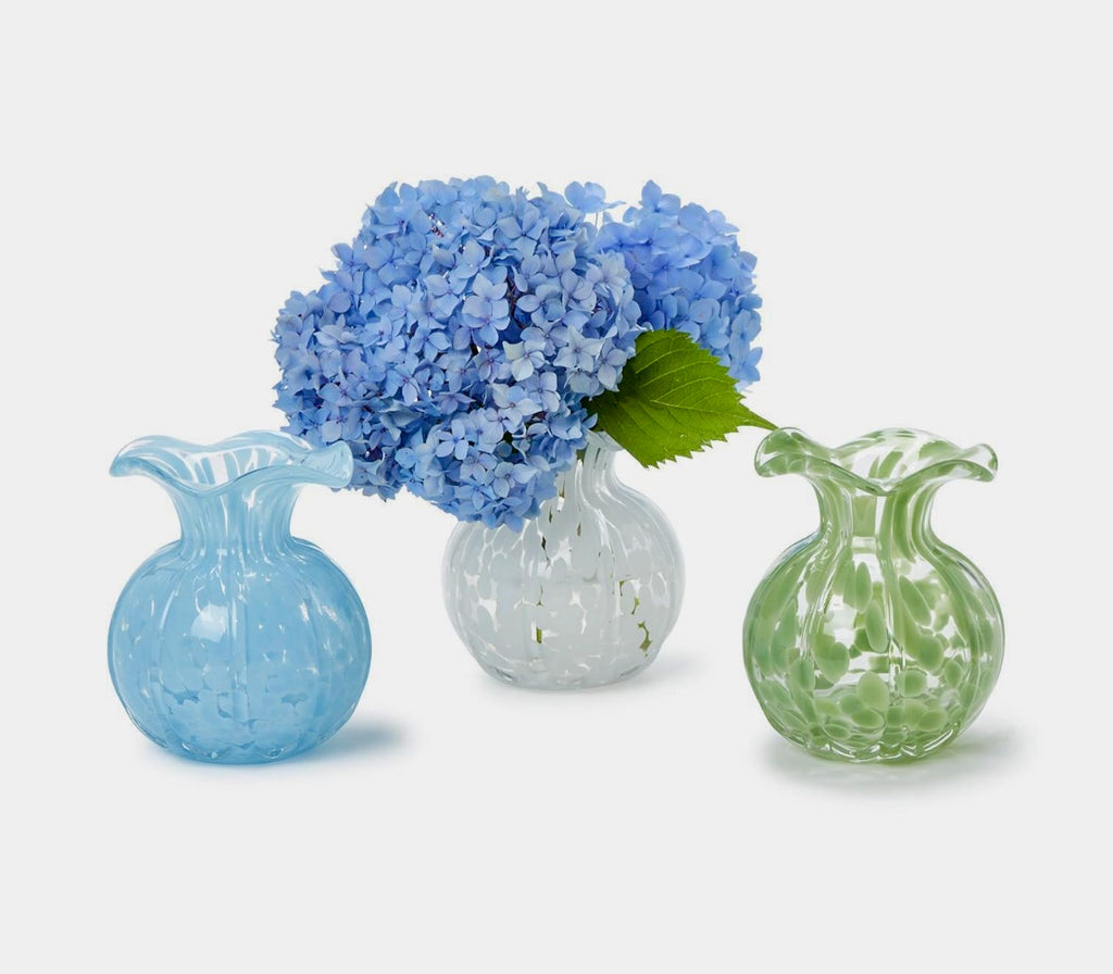 Two's Company Ruffled Edge Spotted Vase - Blue