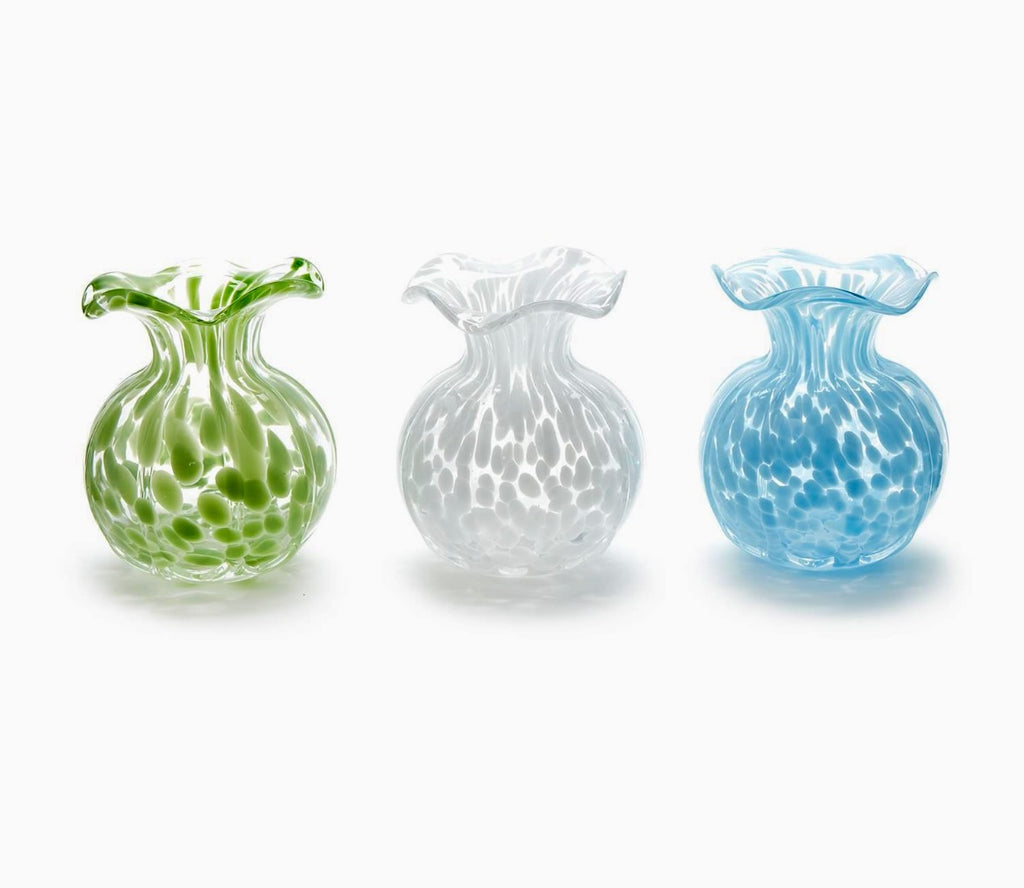 Two's Company Ruffled Edge Spotted Vase - Green