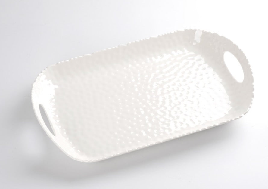 Pampa Bay Melamine Rectangular Tray with Handles - White