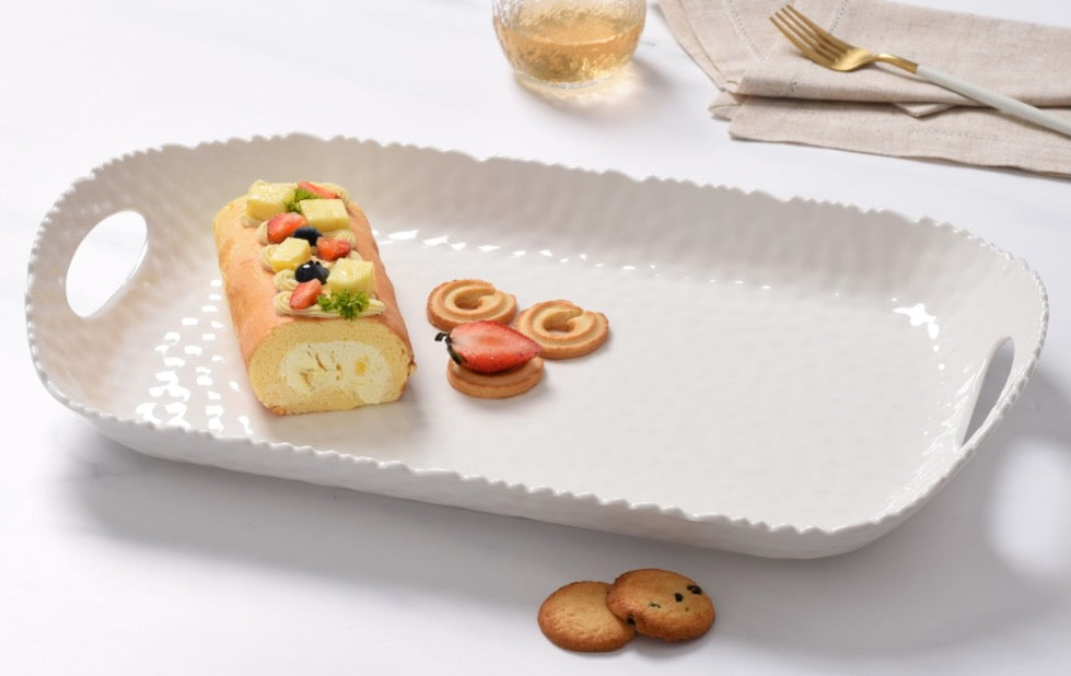 Pampa Bay Melamine Rectangular Tray with Handles - White