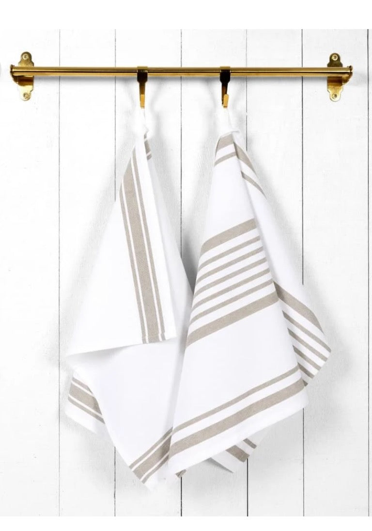 Mu Kitchen Relaxed Stripe Towel - Cedar Ash