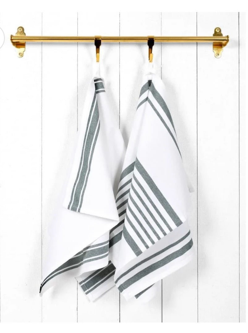 Mu Kitchen Relaxed Stripe Towel Set - Laurel Wreath