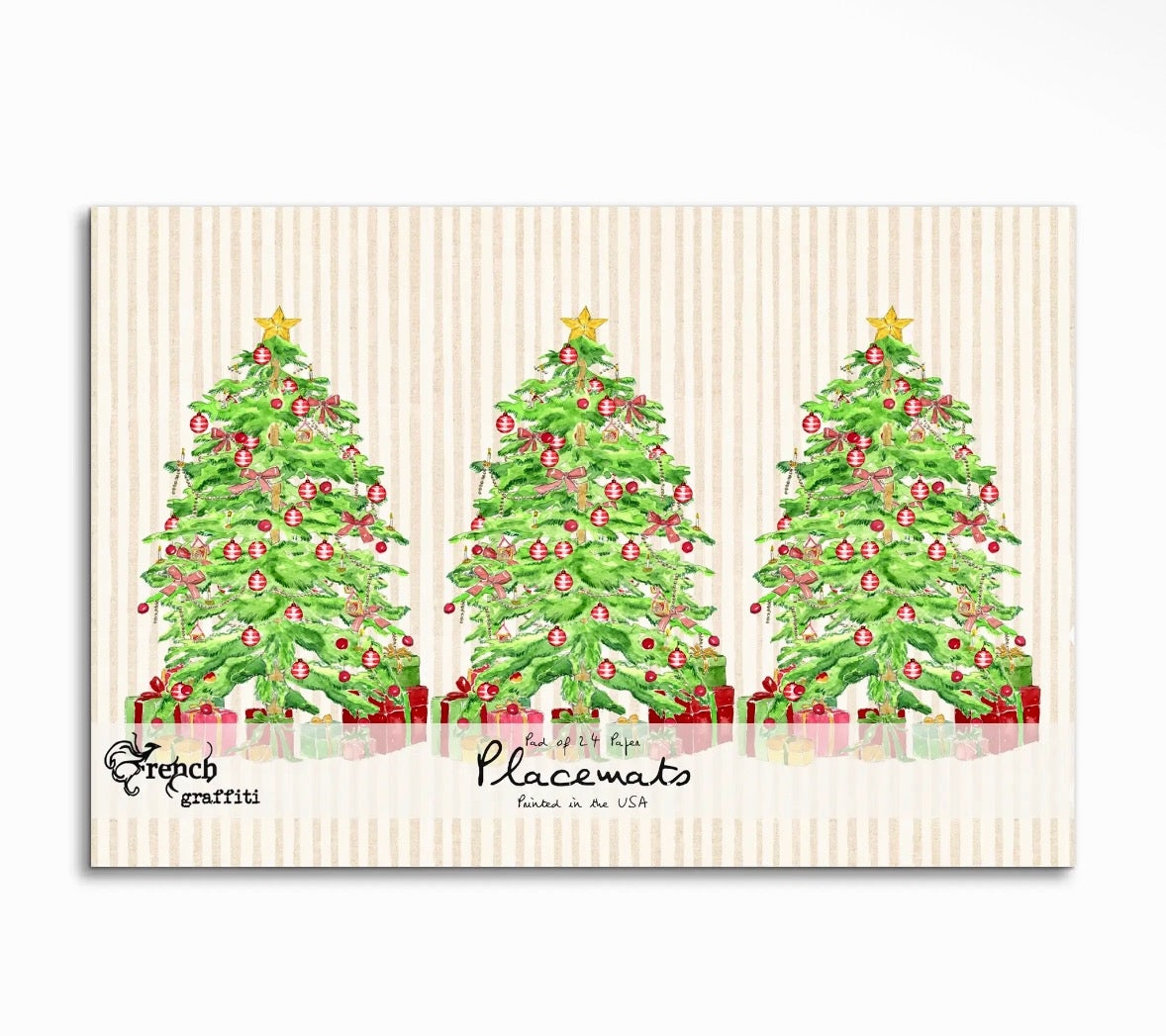 French Graffiti Christmas Tree Paper Placemats