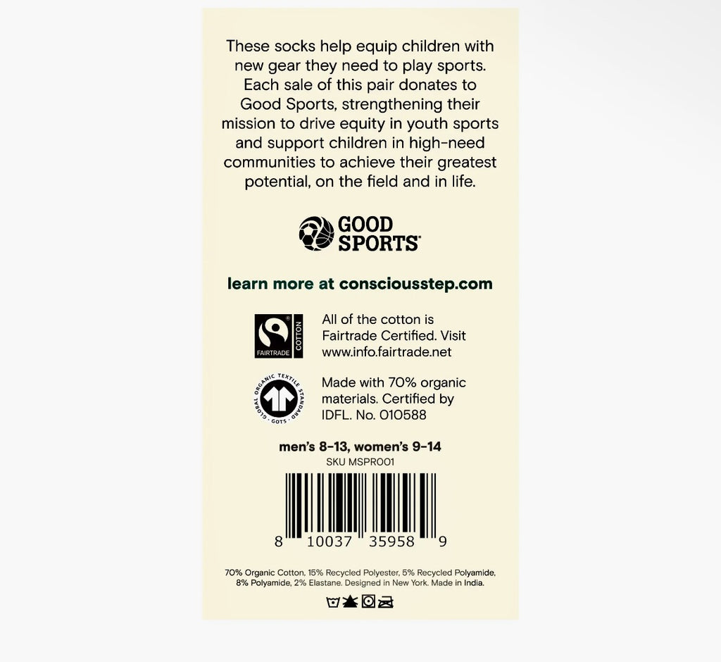 Conscious Step Youth Sports Socks - Medium