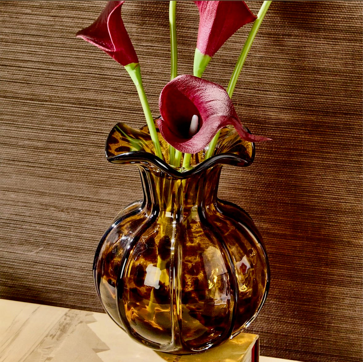 Two's Company Ruffled Tortoise Vase