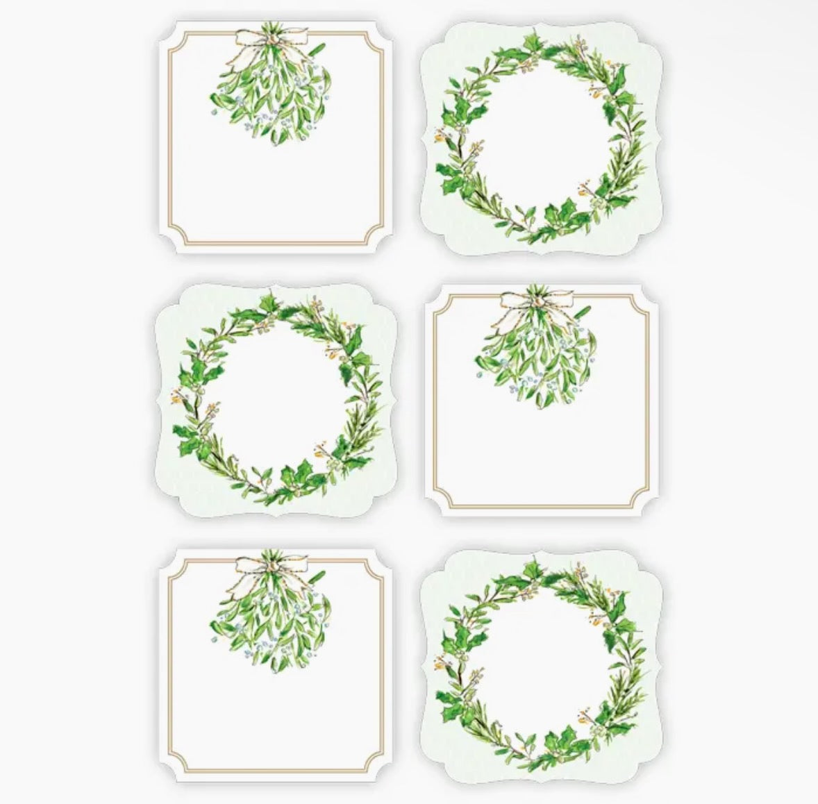 Roseanne Beck Holiday Stickers - Wreath & Mistletoe