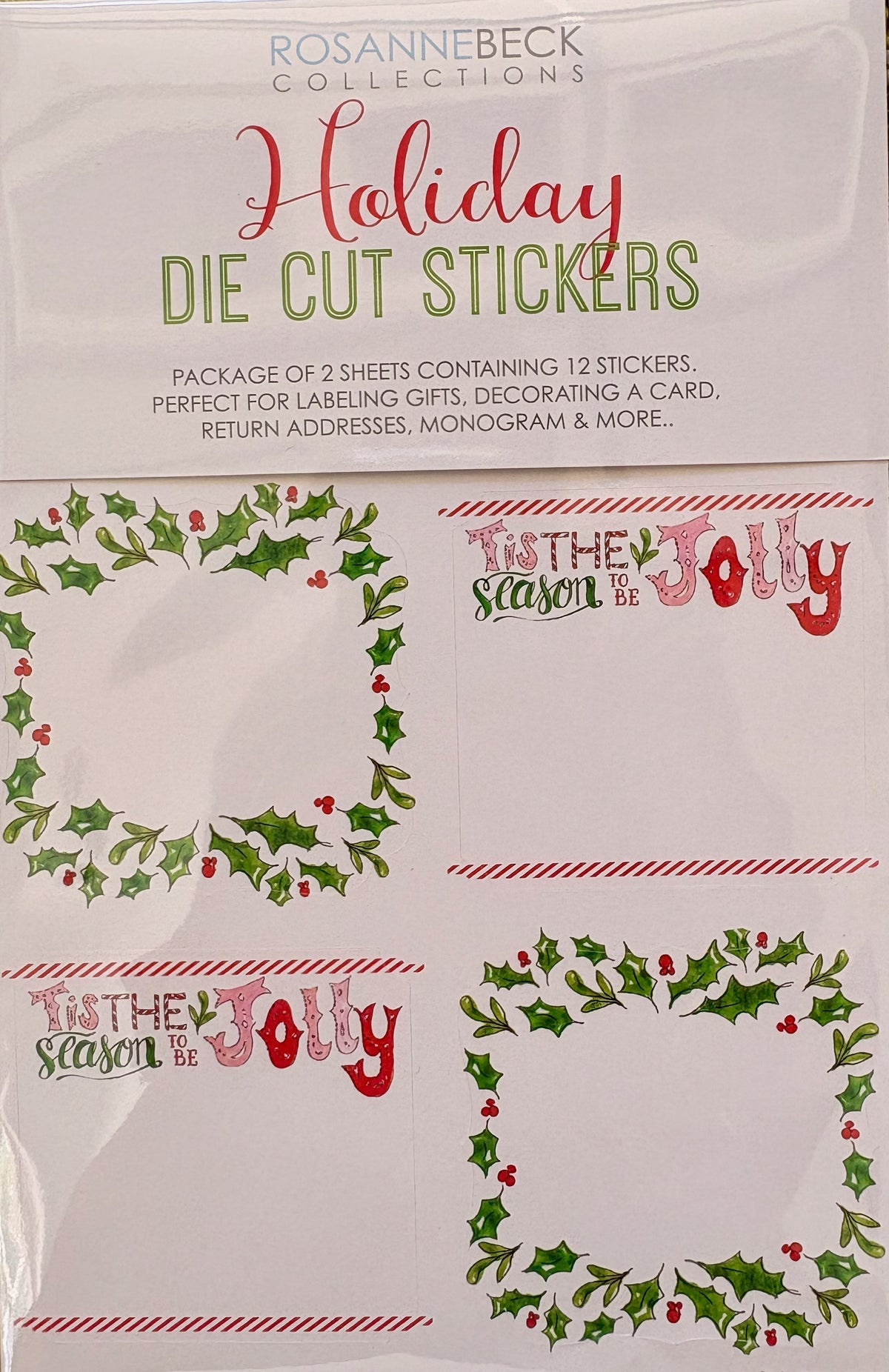 Roseanne Beck Holiday Stickers - Holly & Jolly