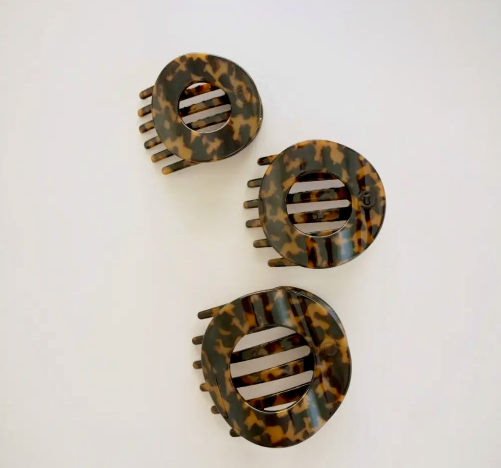 Teleties Flat Circle Hair Clip - Large Tortoise