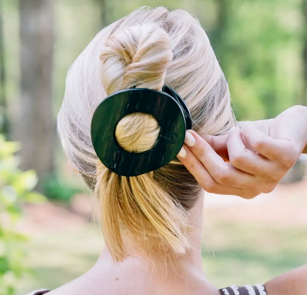 Teleties Flat Open Circle Hair Clip - Small Jet Black
