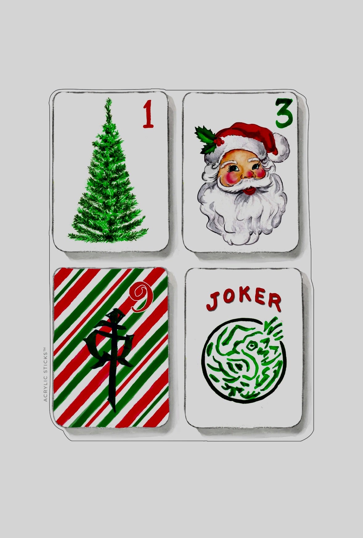 XO Acrylics Christmas Mahjong Tiles Acrylic Charcuterie & Snack Board