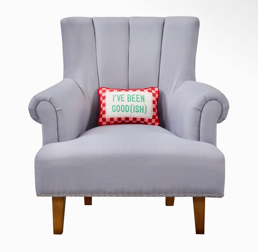 Peking Handicraft "Been Goodish" Embroidered Pillow