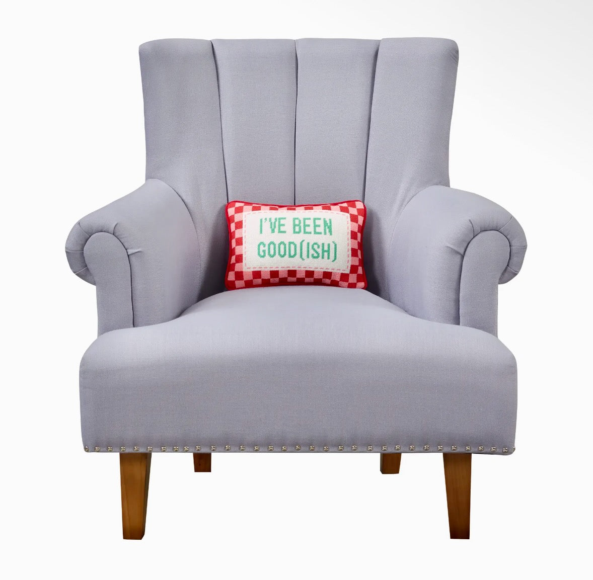 Peking Handicraft "Been Goodish" Embroidered Pillow