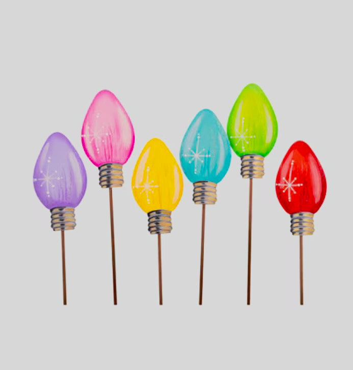 Round Top Collection Mini Bright Bulb Planter Stake - Pink