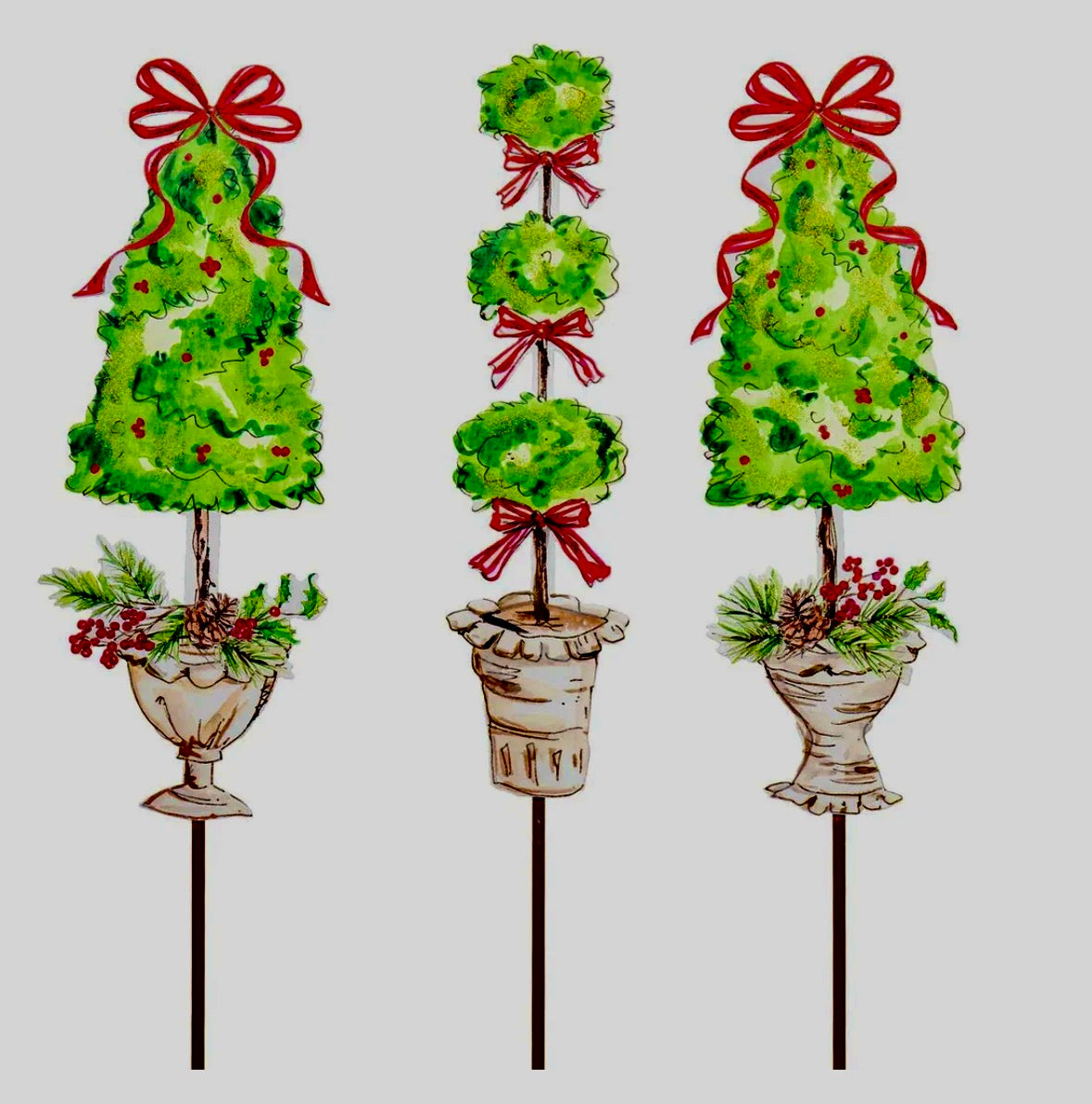 Round Top Collection Christmas Traditional Pinecone Trees