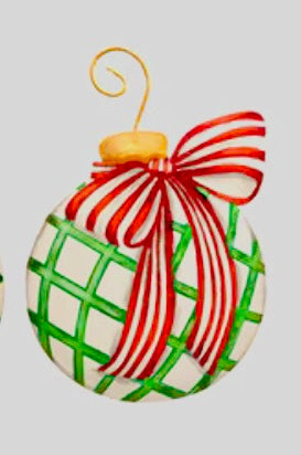 Round Top Collection Green Plaid Christmas Ball Ornament