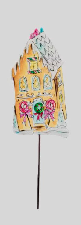 Round Top Collection Sweet Seasons Gingerbread House Planter Stake - Lollipop